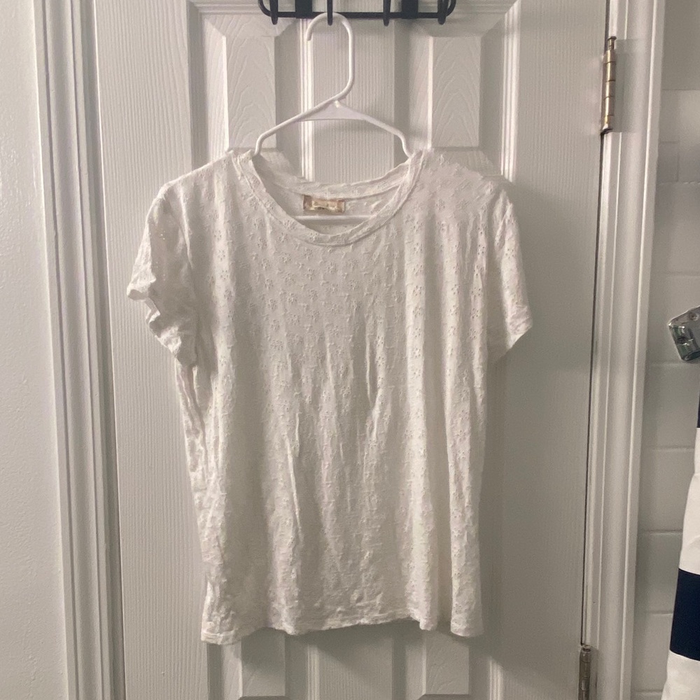 White Eyelet Tee size M